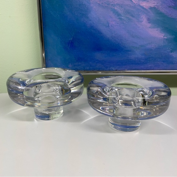 SOLD 2 Dansk Jens Quistgaard Mushroom Votive Candle Holders Lead Crystal Glass - Picture 3 of 13